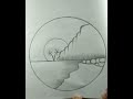 mountain scenery drawing sketch #easy circle scenery drawing #drawing video #shorts.