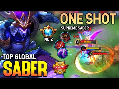 One Shot Combo! Saber Best Build 2021 | Top Global Saber Gameplay | Mobile Legends✓