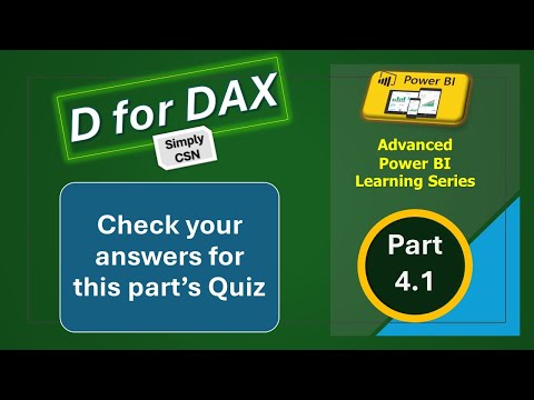 "D for DAX" - Answers to Quiz (Part 4.1)