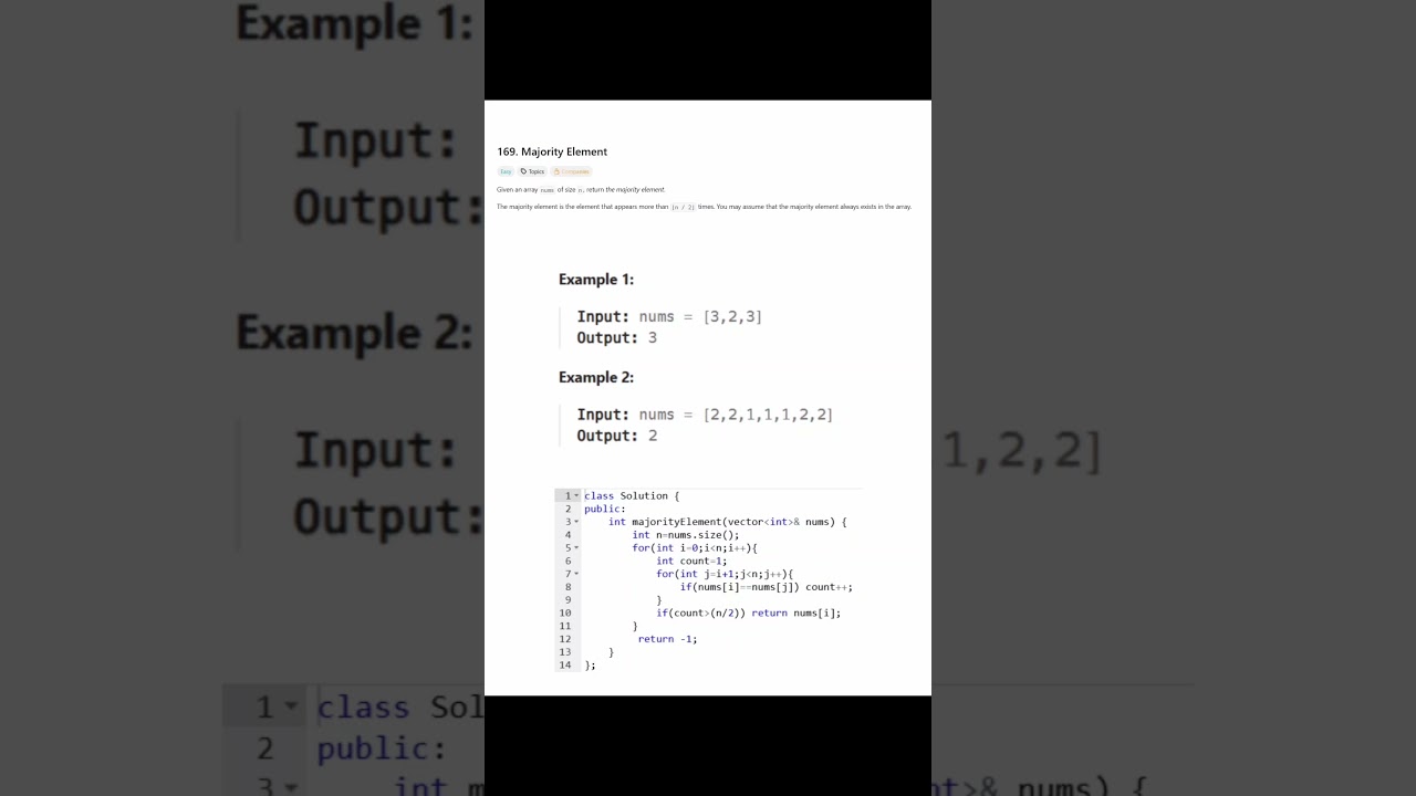 Leetcode Question 169 #dsa #coding #programming #leetcode #subscribe #motivation #like #share