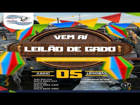 LEILÃO ALBERTO e MARTINS 05/06/2026 AS 18:00 hs em Cachoeira Alta Go.
