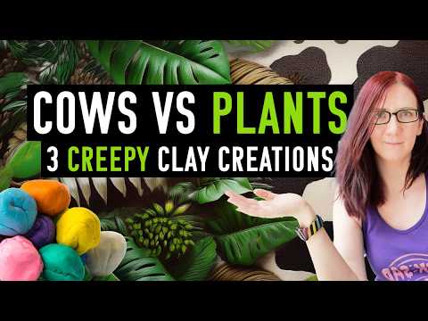 PLANTS VS COWS? - 3 Clay Art Projects
