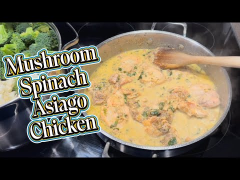 Cook dinner with me | Mushroom Spinach Asiago Chicken!