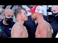 THE CANELO ALVAREZ VS BILLY JOE SAUNDERS WEIGH IN UNDER A MINUTE