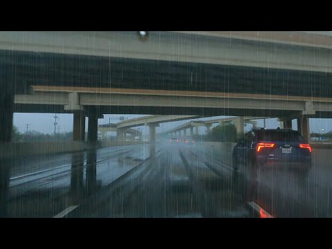 Driving Heavy Rain in Traffic Highway Road Noise Rain White Noise