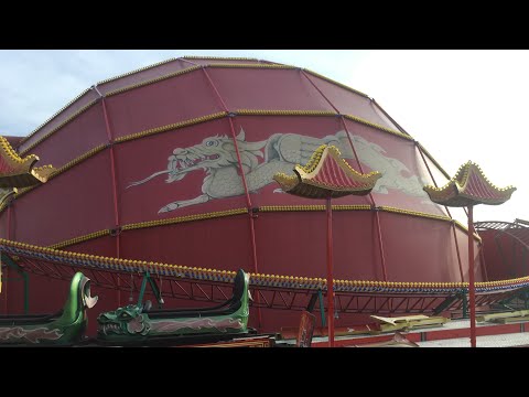 Neue Achterbahn Drachen Höhle im Freizeit Land Geiselwind Onride POV Mitfahrt