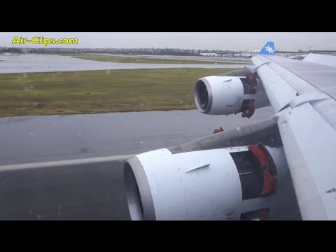 Airbus A340-300 severe storm landing into Sydney, GREAT wing views! [AirClips]