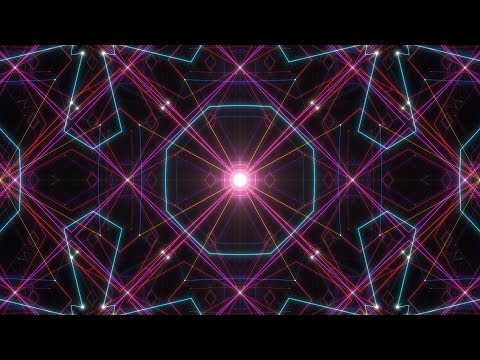 Abstract Rainbow Glowing Neon Kaleidoscope Rotating Fractal Pattern 4K UHD 60fps 1 Hour Video Loop