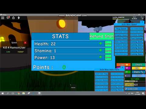 Roblox JoJo Blox Hack Auto Farm Lv 1-800/Auto Tp Quest/Damage x10/More