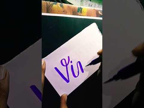Vinu name in calligraphy calligraphy#shorts#art#youtube#gsbrand#brushpen#indian#writing#love#style