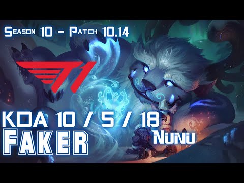 T1 Faker NUNU vs AKALI Mid - Patch 10.14 KR Ranked