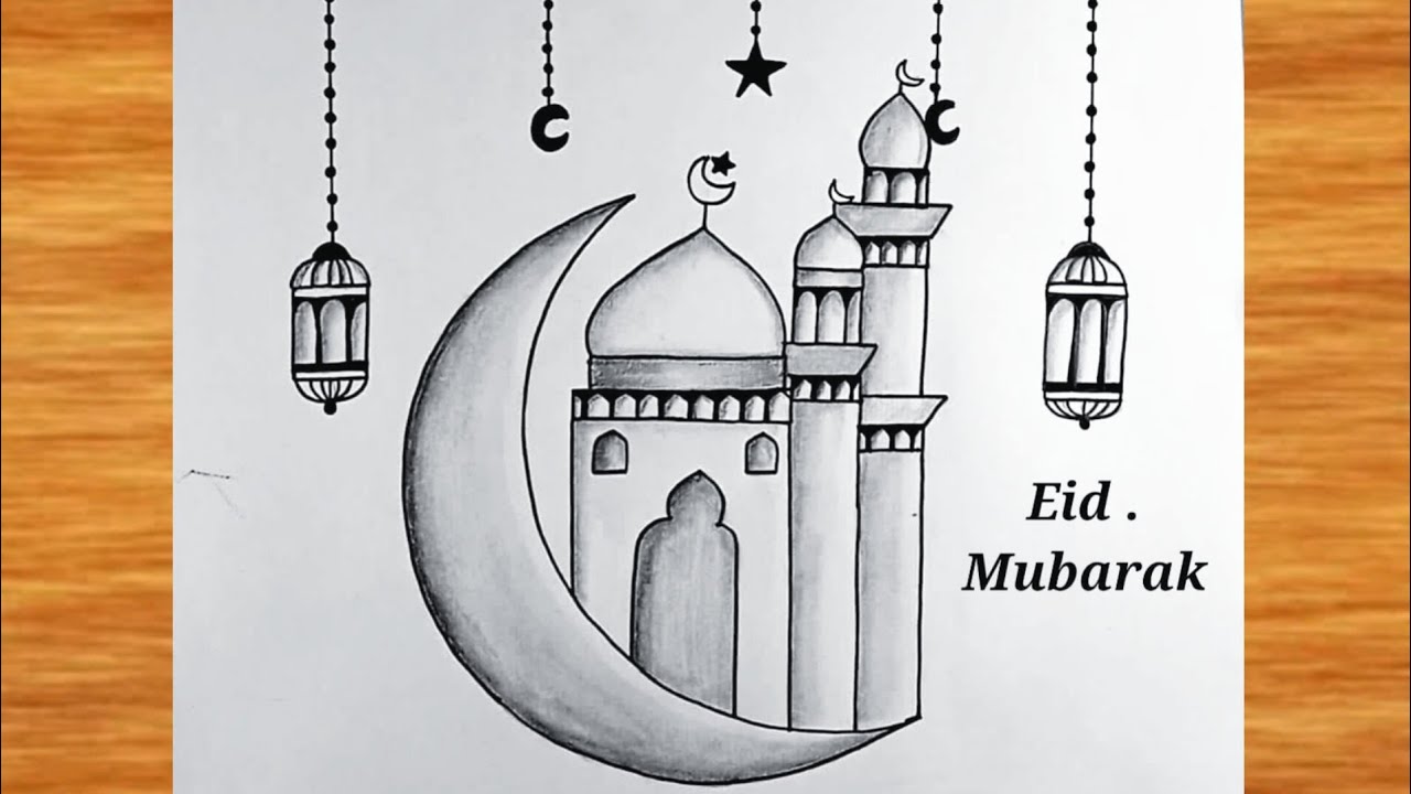 How to Draw Eid Festival Drawing ||Special Drawing on Eid-ul-fitr ||Pencil Drawing for beginners