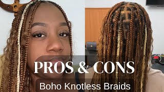 Medium Knotless Braids|Watch This Before You Get Boho/Goddes Knotless Braids|My review Pros and Cons