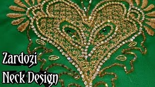 Zardozi Neck Design with flower designs- Handwork 