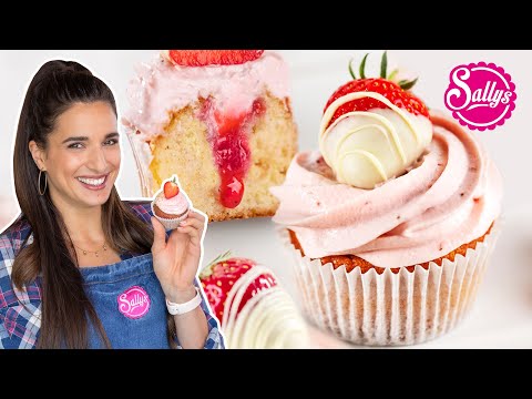 Erdbeer Cupcakes - einfaches Rezept mit fruchtiger Füllung (3 versch. Dekoration) 😍🍓