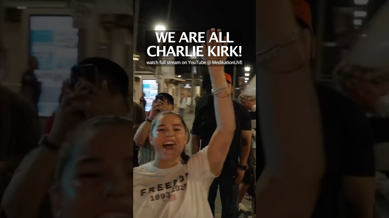 Huntington Beach Streets Flooded after Vigil for Charlie Kirk