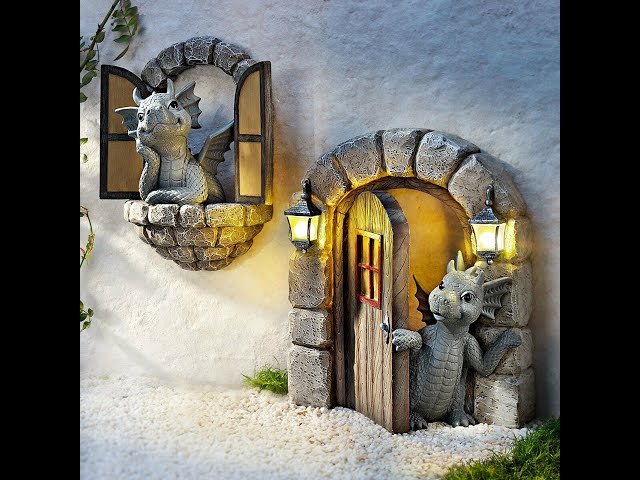 Vídeo relacionado con cersaty 3 piezas de escultura de dragón de patio, figuras de dragón de resina para decoración de patios, jardines, céspedes, terrazas, balcones, dragones, decoración