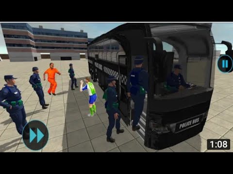 new black police off road cop transport police coach Bus driving simulator#38.......