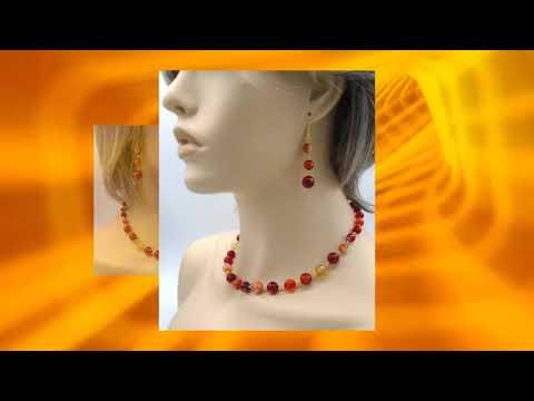 DARK CARNELIAN AGATE Beaded Necklace and Earrings Set Beautiful Dark Carnelian Agate Necklace Set