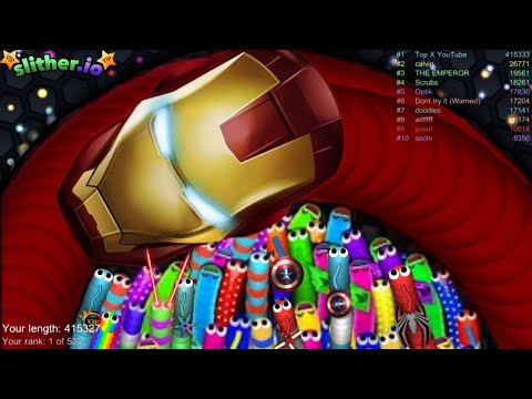 Slither.io A.I. Epic Skin Slitherio Best Gameplay - Iron Man Skin - Slither.io Vip - World Record