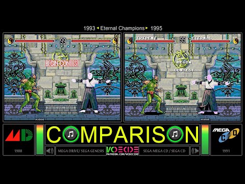 Eternal Champions (Sega Genesis vs Sega CD) Side by Side Comparison - Dual Longplay