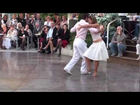  Malika Pitou-Nicolier  and  Haris Hatzimihail  are  dancing  to  a  tango  at  Aix Tango Festival  in  2012