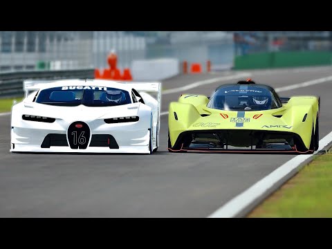 Bugatti Vision GT White Edition Vs Aston Martin Valkyrie AMR Pro at Old Monza