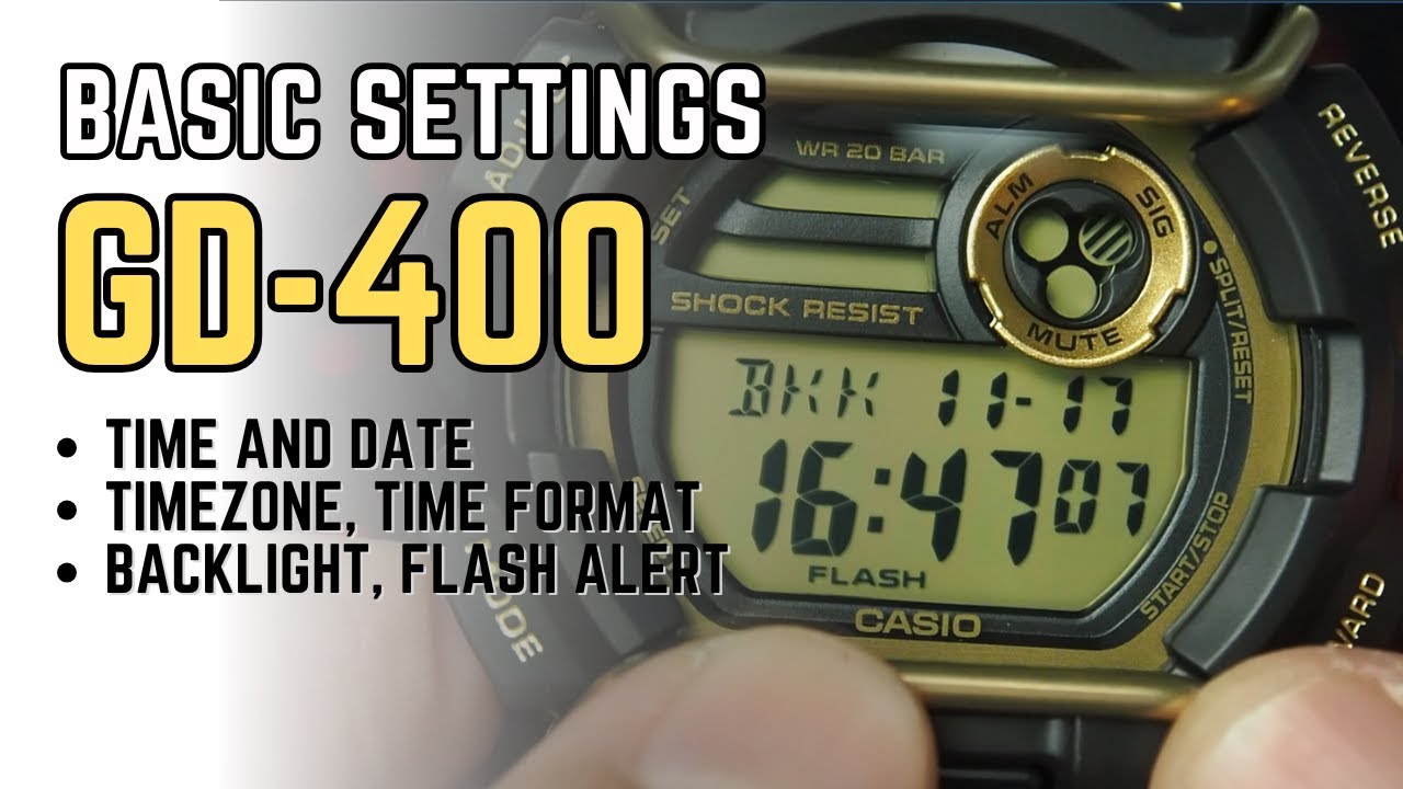 G-Shock GD-400 Basic Settings Tutorial: How to Set Time, Date, Format, Backlight, etc GShock GD400
