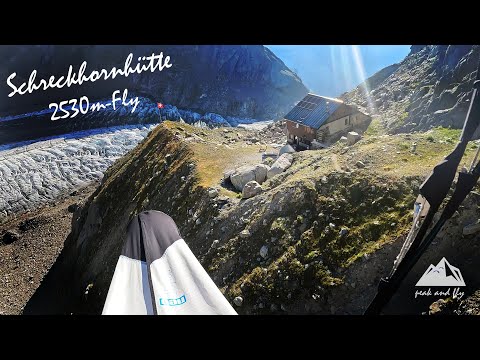 Zur Schreckhornhütte in einer Stunde mit PI3 - Thermikflug mit Adler