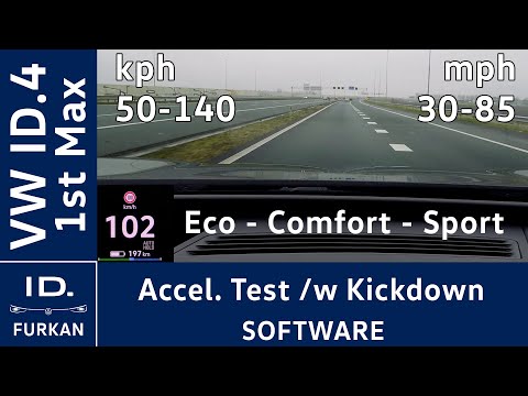 Acceleration Tests /w Kickdown 50-140 kph 31-87 mph | VW ID.4 1st Max