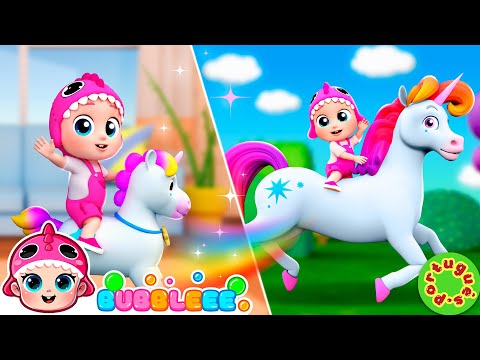 Upa Cavalinho 🌈 Aventura com Unicórnio, Trem e Lava!  | Bubbleee Canções Infantis