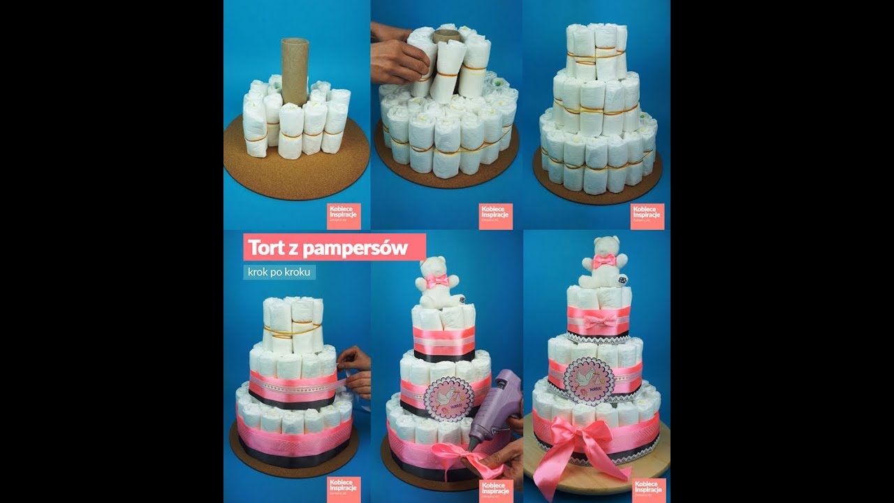 Tort z pampersów - KROK PO KROKU
