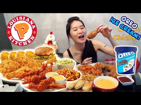 Popeyes Chicken & Oreo Ice Cream Feast! (Eating Show - Mukbang) S03E04 Video