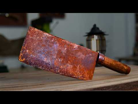 Rusty Chopping Knife Restoration - Broken Handle _ Complete Restoration