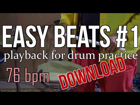 Easy Beats #1 Backing track for drums practice 76 bpm + DOWNLOAD LINK IN THE DESCRIPTION