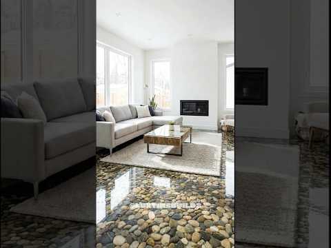 Creating a Livingroom with Epoxy River Stone Floor #epoxy #diy  #renovation #shorts