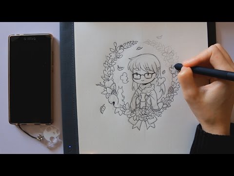 Autumn drawing on Bamboo Slate