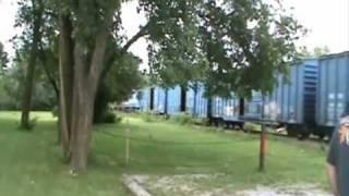 preview picture of video 'Escanaba & Lake Superior SD9 # 1221 and SD40-2 # 500 Head North through Howard, Wisconsin (8/8/10)'