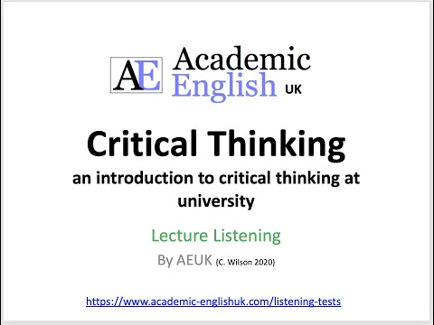 Critical Thinking Lecture (2020): an introduction to critical thinking