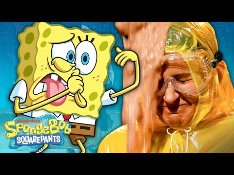 スポンジボブスーパーファンはCHUMで覆われています！？?SmartyPantsチャムバケツチャレンジ (SpongeBob Super Fan Gets Covered in CHUM! ? SmartyPants Chum Bucket Challenge)