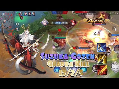 Onmyoji Arena - Suzuka Gozen| QUADRA KILL - JUNGLE DRAGON | Gameplay & Build | Seaon 9