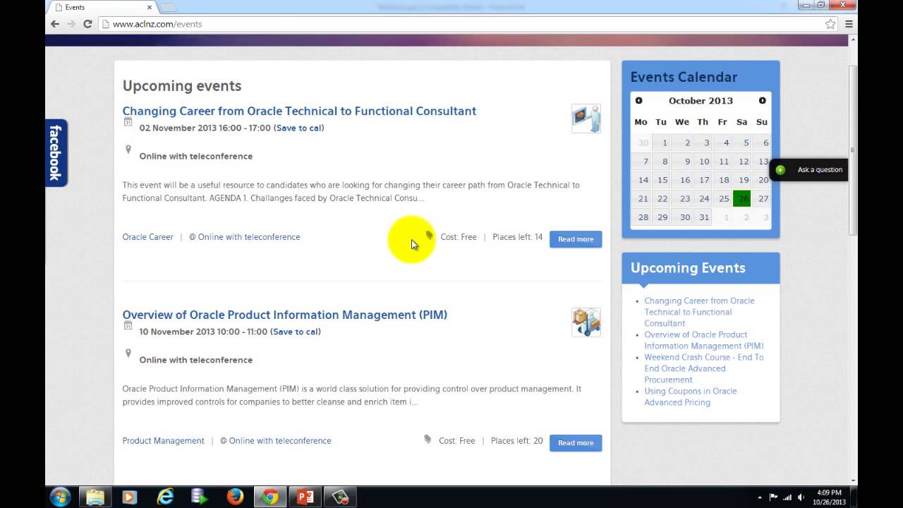 Free Oracle Training Webinars on Oracle Functional and Technical areas