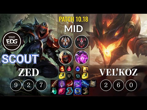 EDG Scout Zed vs Vel'Koz Mid - KR Patch 10.18