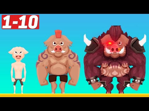Tough Man Pig App Game Gameplay Walkthrough Level 1-10 iOS Android Hack competition fights piggy