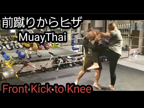前蹴りからのヒザ ムエタイテクニック。Front Kick to Knee.MuayThai
