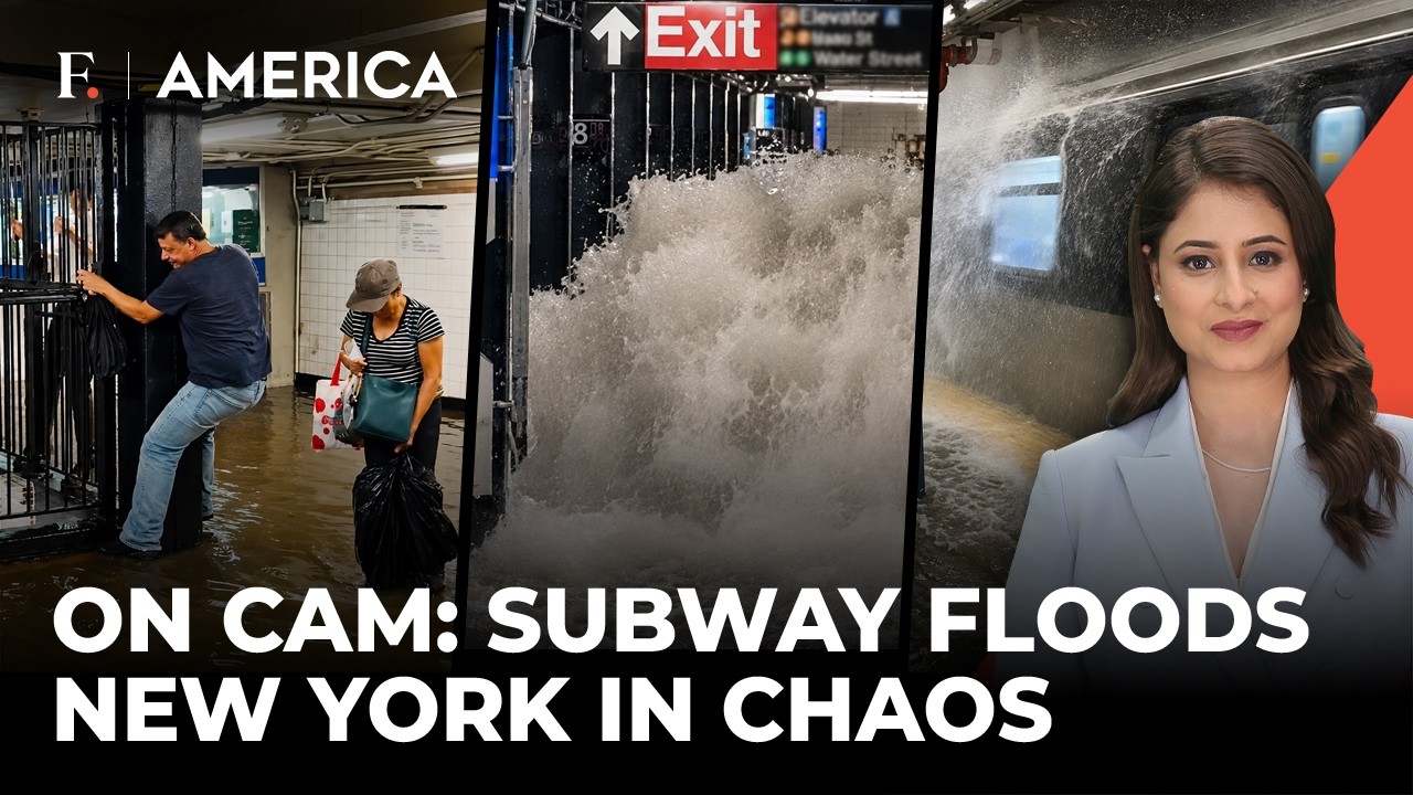 On Cam: New York Subway Turns into Waterfall as Torrential Rain Hits | Firstpost America | N18G