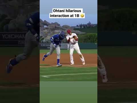 Shohei Ohtani and Raimel Tapia have funny exchange at 1st when Ohtani gets the out 🤣🤣