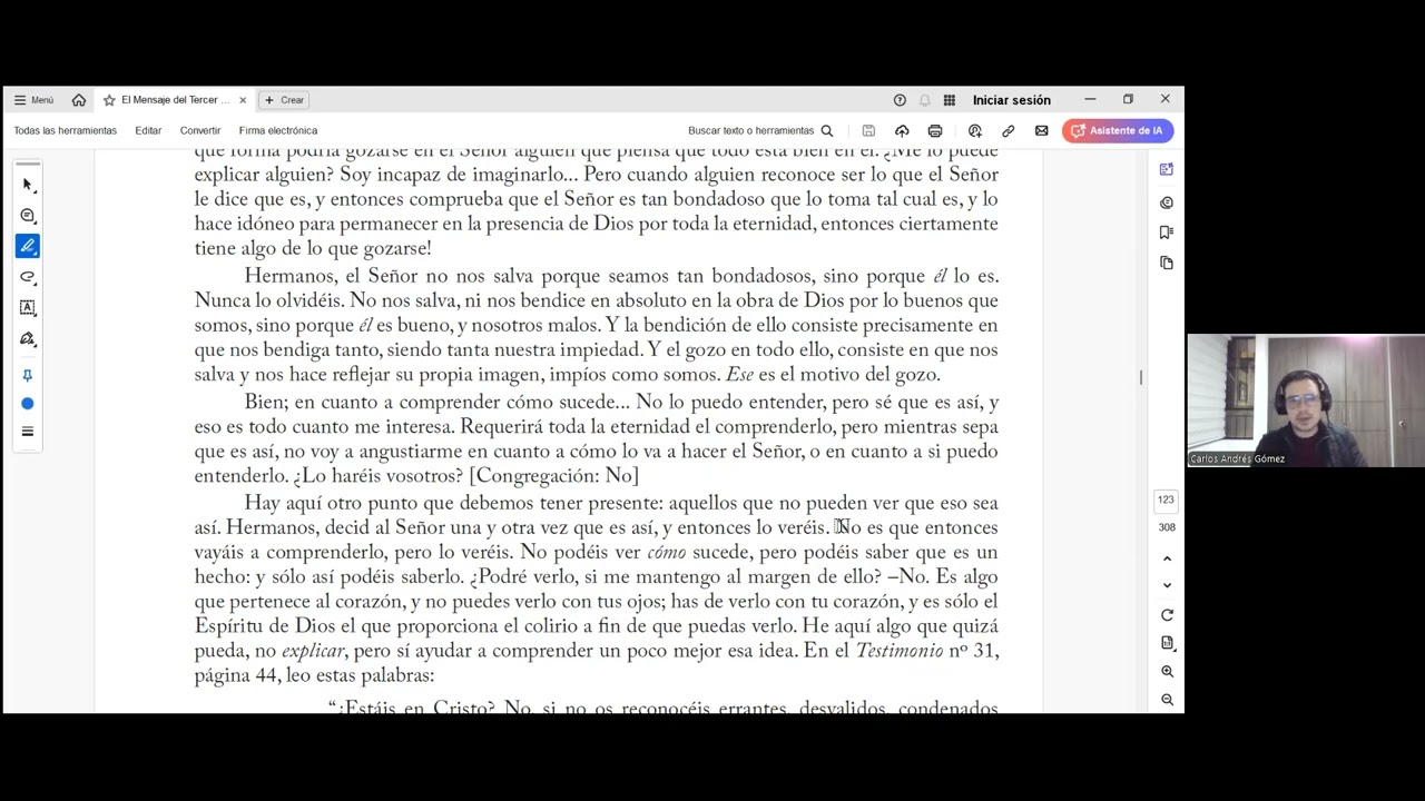 "EL MENSAJE DEL TERCER ANGEL. PARTE 15. Andrés Gómez.