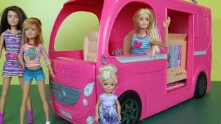 CAMPER! Built-In POOL PLAY- Picnic- Hammock- Barbie Chelsea Stacie Skipper Outdoors RV Fun Adventure