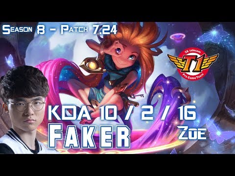 SKT T1 Faker ZOE vs GANGPLANK Mid - Patch 7.24 KR Ranked